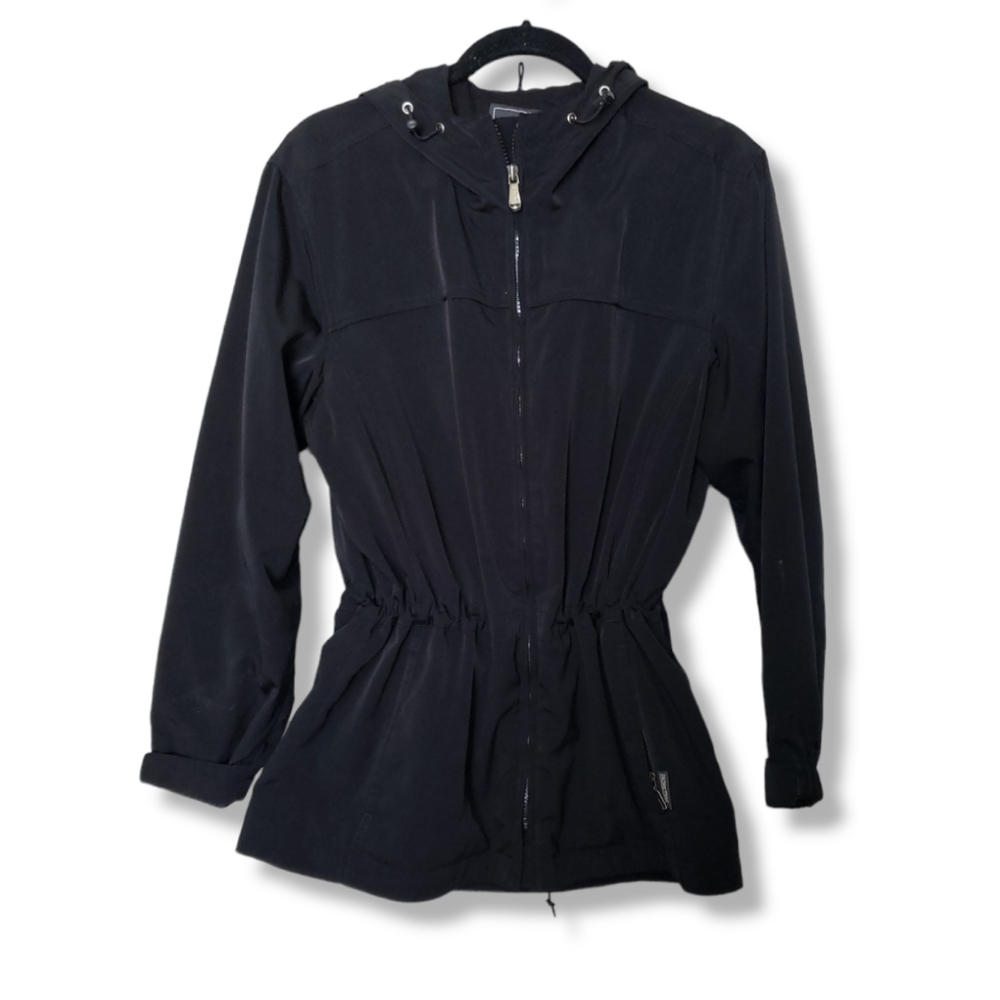 Pacific Trail Windbreaker Black Jacket Adjustable Waist Size S